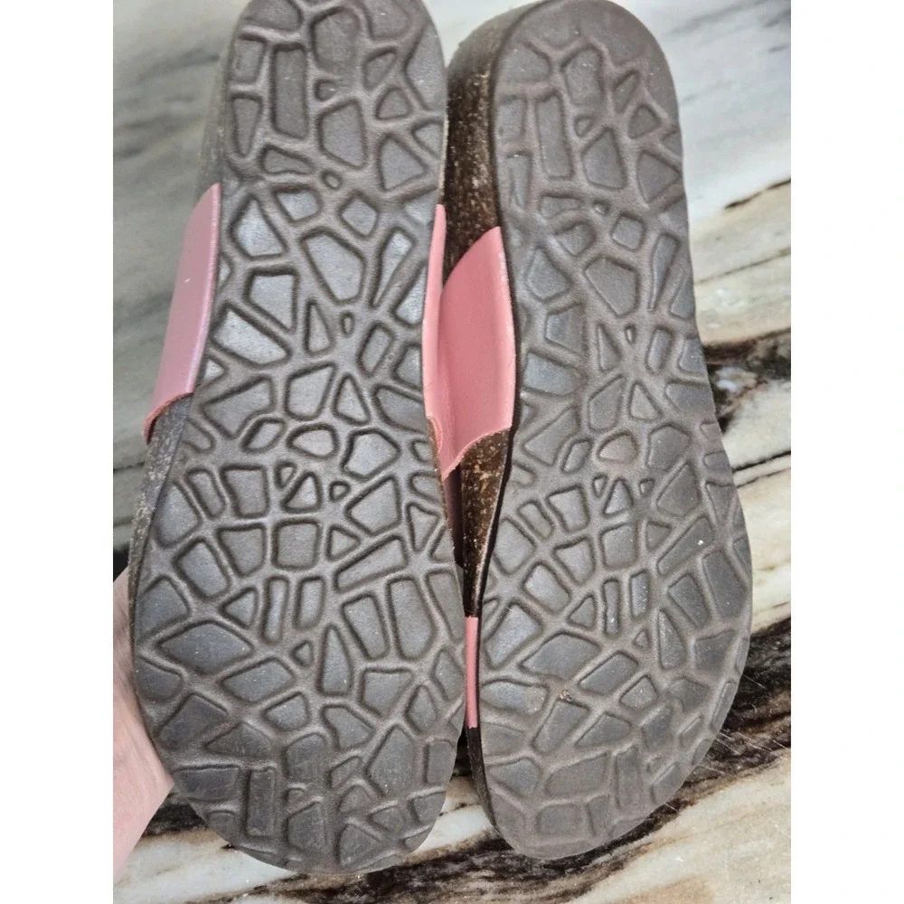 A. Giannetti Comfort Sandals Rose Pink Flower Leather Slides 9 Beach‎ Summer